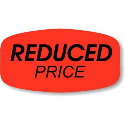 Label - Reduced Price Black On Red Short Oval 1000/Roll
