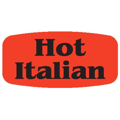 Label - Hot Italian Black On Red Short Oval 1000/Roll