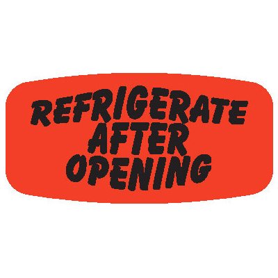 Label - Refrigerate After Opening Black On Red Short Oval 1000/Roll