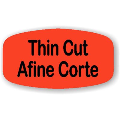 Label - Thin CutAfine Corte Black On Red Short Oval 1000/Roll