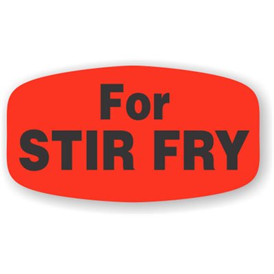 Label - For Stir Fry Black On Red Short Oval 1000/Roll