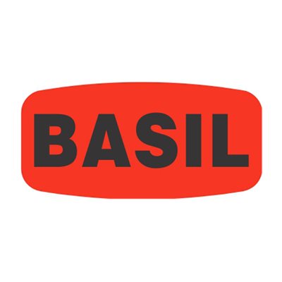 Label - Basil Black On Red Short Oval 1000/Roll