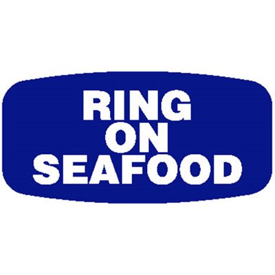 Label - Ring On Seafood Blue Reverse On White Short Oval 1000/Roll