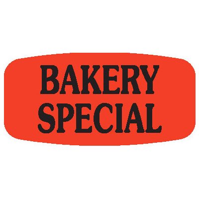 Label - Bakery Special Black On Red Short Oval 1000/Roll