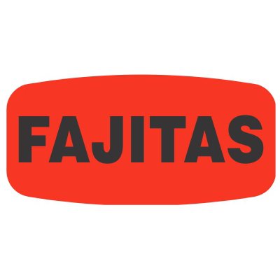 Label - Fajitas Black On Red Short Oval 1000/Roll