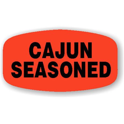 Label - Cajun Seasoned Black On Red Short Oval 1000/Roll