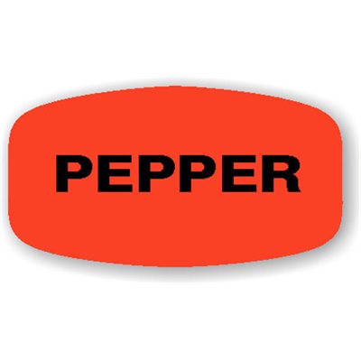 Label - Pepper Black On Red Short Oval 1000/Roll