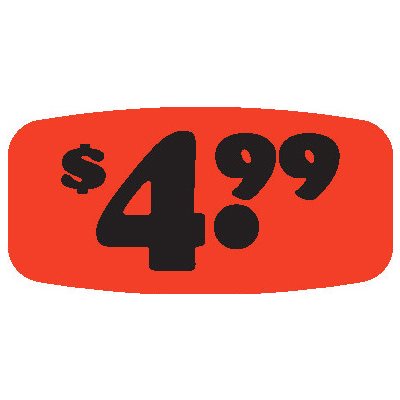 Label - $4.99 Black On Red Short Oval 1000/Roll