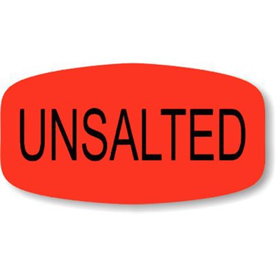 Label - Unsalted Black On Red Short Oval 1000/Roll