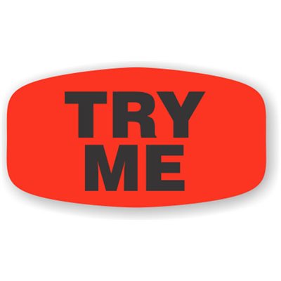 Label - Try Me Black On Red Short Oval 1000/Roll