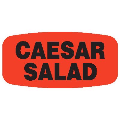 Label - Caesar Salad Black On Red Short Oval 1000/Roll