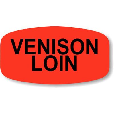 Label - Venison Loin Black On Red Short Oval 1000/Roll