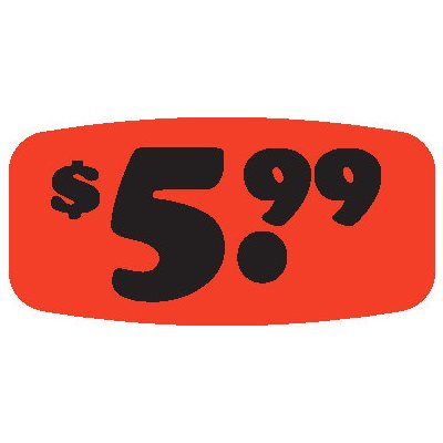 Label - $5.99 Black On Red Short Oval 1000/Roll