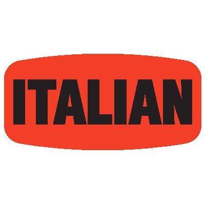 Label - Italian Black On Red Short Oval 1000/Roll