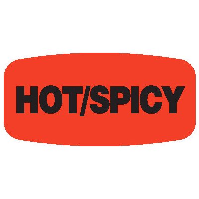 Label - Hot/Spicy Black On Red Short Oval 1000/Roll