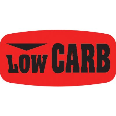 Label - Low Carb Black On Red Short Oval 1000/Roll