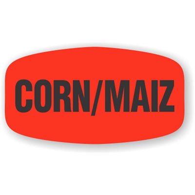 Label - Corn / Maiz Black On Red Short Oval 1000/Roll