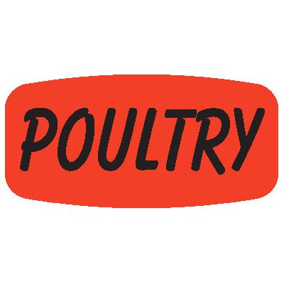 Label - Poultry Black On Red Short Oval 1000/Roll