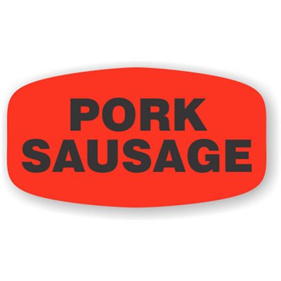 Label - Pork Sausage Black On Red Short Oval 1000/Roll