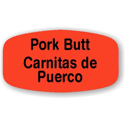 Label - Pork ButtCarnitas De Puerco Black On Red Short Oval 1000/Roll