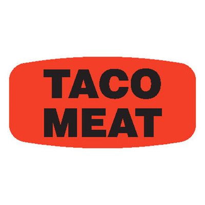 Label - Taco Meat Black On Red Short Oval 1000/Roll