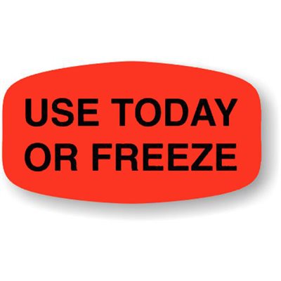 Label - Use Today Or Freeze Black On Red Short Oval 1000/Roll