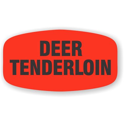 Label - Deer Tenderloin Black On Red Short Oval 1000/Roll