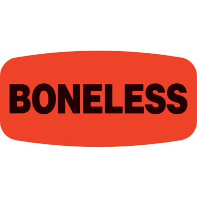 Label - Boneless Black On Red Short Oval 1000/Roll