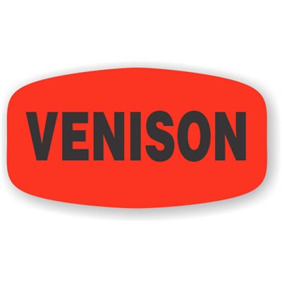 Label - Venison Black On Red Short Oval 1000/Roll