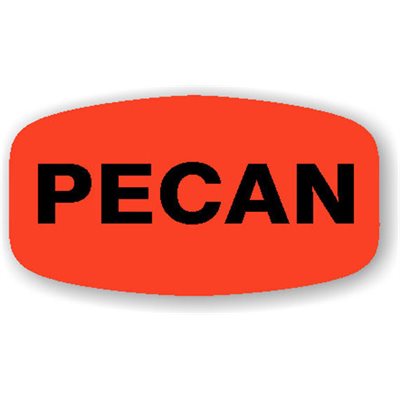 Label - Pecan Black On Red Short Oval 1000/Roll