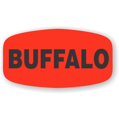 Label - Buffalo Black On Red Short Oval 1000/Roll