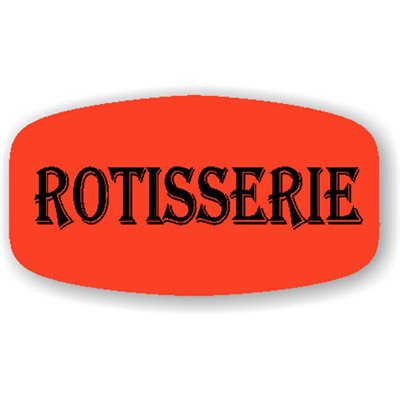 Label - Rotisserie Black On Red Short Oval 1000/Roll