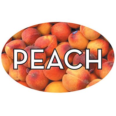 Label - Peach 4 Color Process 1.25x2 In. Oval 500/rl