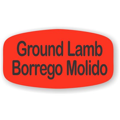 Label - Ground LambBorrego Molido Black On Red Short Oval 1000/Roll