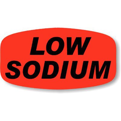 Label - Low Sodium Black On Red Short Oval 1000/Roll