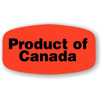 Label - Product Of Canada Black On Red Short Oval 1000/Roll