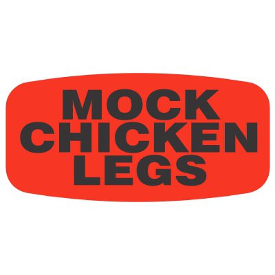 Label - Mock Chicken Legs Black On Red Short Oval 1000/Roll