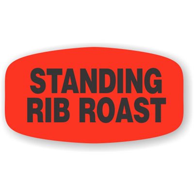 Label - Standing Rib Roast Black On Red Short Oval 1000/Roll