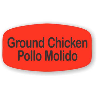 Label - Ground ChickenPollo Molido Black On Red Short Oval 1000/Roll