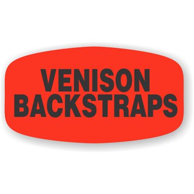 Label - Venison Backstraps Black On Red Short Oval 1000/Roll