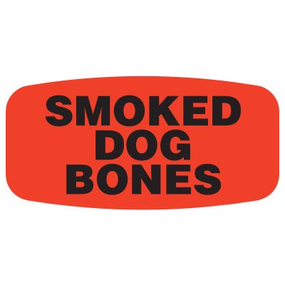 Label - Smoked Dog Bones Black On Red Short Oval 1000/Roll