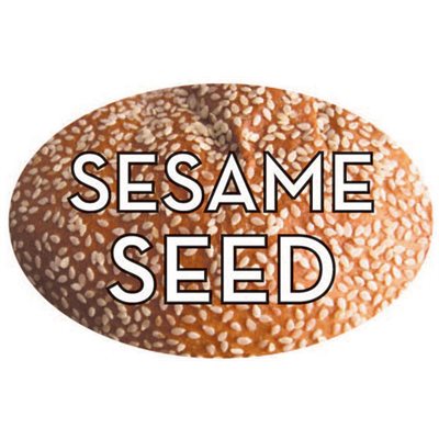 Label - Sesame Seed 4 Color Process 1.25x2 In. Oval 500/rl