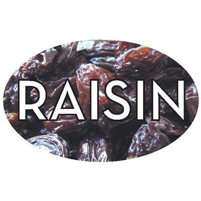 Label - Raisin 4 Color Process 1.25x2 In. Oval 500/rl