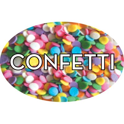 Label - Confetti 4 Color Process 1.25x2 In. Oval 500/rl