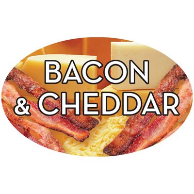 Label - Bacon & Cheddar 4 Color Process 1.25x2 In. Oval 500/rl