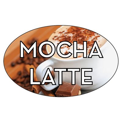 Label - Mocha Latte 4 Color Process 1.25x2 In. Oval 500/rl