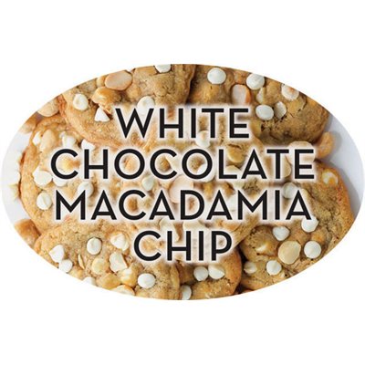 Label - White Chocolate Macadamia Chip 4 Color Process 1.25x2 In. Oval 500/rl