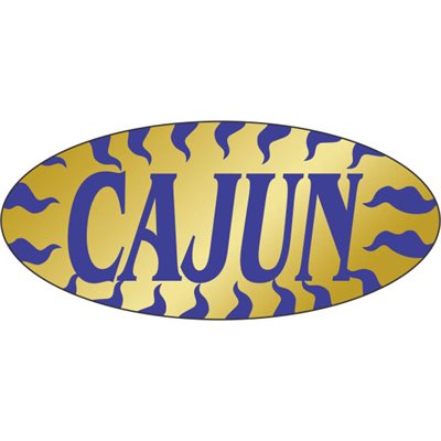 Label - Cajun Blue On Gold 0.875x1.9 In. Oval 500/Roll