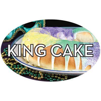 Label - King Cake 4 Color Process 1.25x2 In. Oval 500/rl