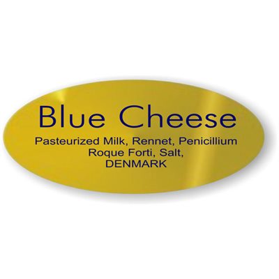 Label - Blue Cheese W/ing Blue On Gold 0.875x1.9 In. Oval 500/Roll